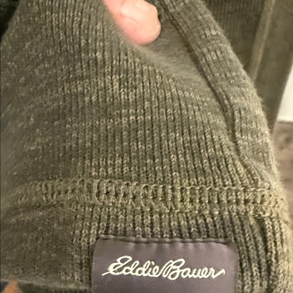 Eddie Bauer Warm Olive Zip-Up Sweater Men’s Size Large - Picture 3 of 11